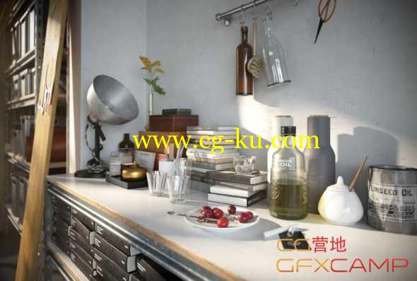 室内桌面小物品3D模型 Evermotion Archmodels vol.160 + 店面货架物品3D模型 Archmodels vol.161的图片1