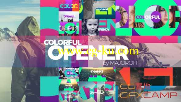 AE模板-多彩时尚文字遮罩片头开场 Colorful Opener的图片1