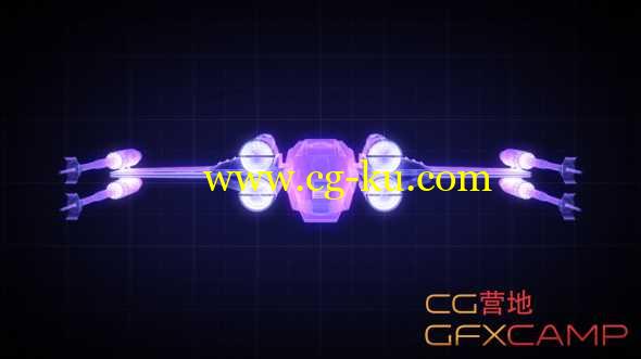 高科技线框3D模型全息投影AE教程 Cinema 4D and After Effects – X-Wing Hologram Animation Tutorial的图片1