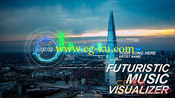 AE模板-高科技科幻音乐可视化播放器效果 Futuristic Music Visual的图片1