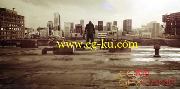 E3D楼顶场景合成教程 Video Copilot Design a 3D Set Extension + 通风管3D模型包 Rooftop Toolkit Win/Mac的图片1