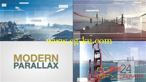 AE模板-现代科技感图片文字信息介绍片头 Modern Parallax Slideshow的图片1