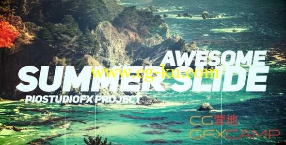 AE模板-图片推拉文字遮罩幻灯片展示片头 Awesome Summer Slide的图片1
