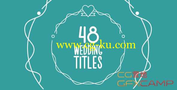 AE模板-48个可爱卡通婚礼文字标题动画 48 Wedding Titles的图片1