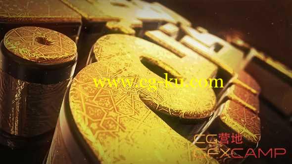 AE模板-E3D金色材质三维Logo文字展示开场 Arabesque Logo Opener的图片1