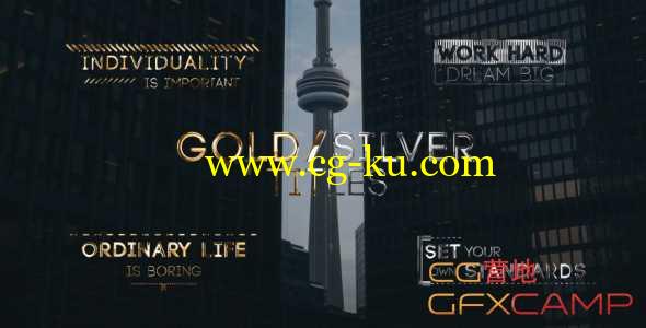 AE模板-金字银字粒子文字Logo人名字幕条 Golden Titles的图片1