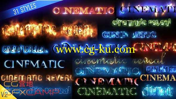 AE模板-Saber路径电流描边文字Logo展示 Cinematic Text Styles Pack的图片1