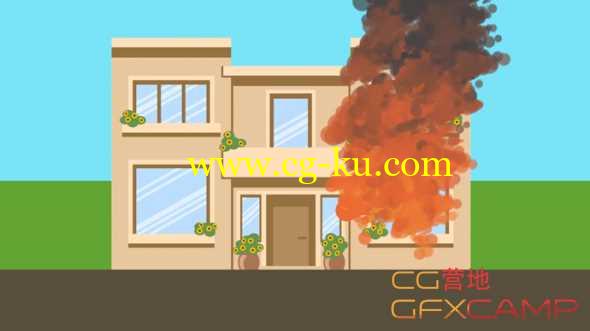 扁平化卡通火焰MG动画AE教程+源工程文件 After Effects – Fiery Explosion to Smoke Cartoon FX Tutorial的图片1