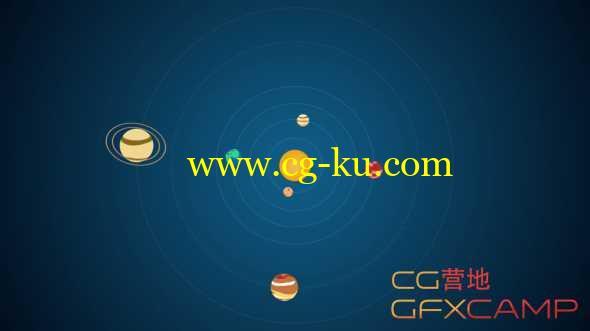 卡通星球太阳系环绕旋转MG动画AE教程 + 源工程文件 After Effects - 2D Planets & Solar System Motion Graphics的图片1