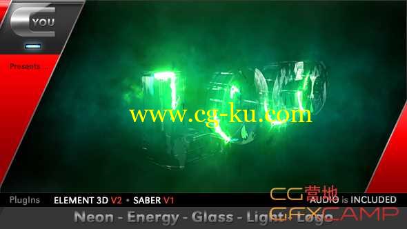AE模板-霓虹灯能量路径描边游戏Logo展示 Neon Energy Glass Light Logo的图片1