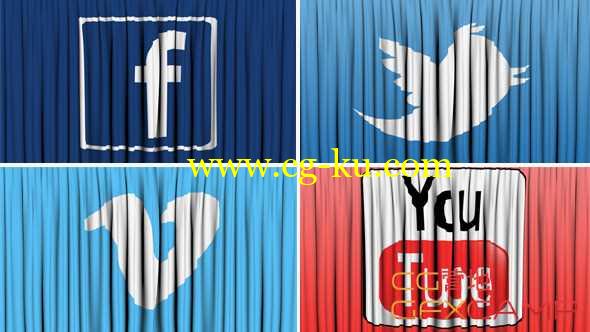 社交网络幕布展开转场高清视频素材 Social Network Curtain Open的图片1