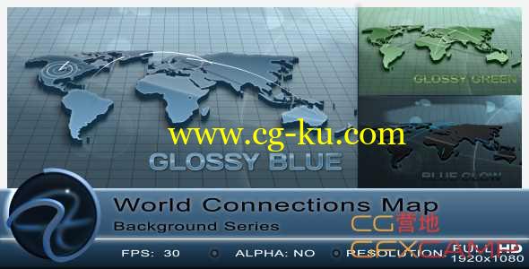 三维地图世界地点连线动画高清视频素材 World Connections Map Background的图片1