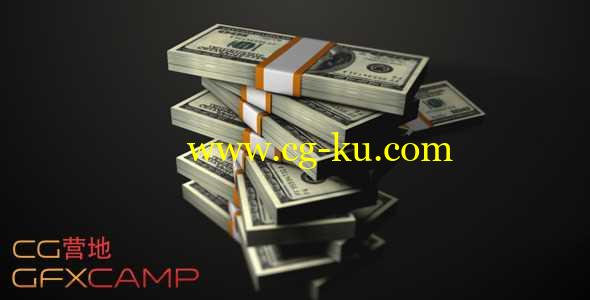 成捆美元掉落堆积高清视频素材 Stacked Dollars Falling的图片1