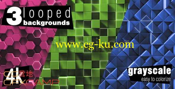 三维多边形波浪动画4K高清视频素材 Simple Geometry Background Pack的图片1