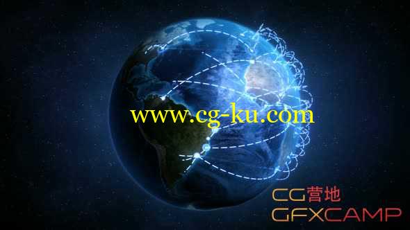 三维高科技地球地点连线动画高清视频素材 Digital Connected World的图片1