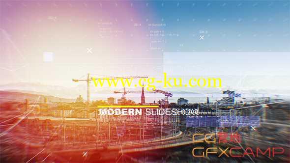 AE模板-色彩点线视差图片展示片头 Modern Slideshow的图片1