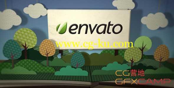 AE模板-卡通翻书弹出森林树木Logo展示 Pop Up Book Logo的图片1