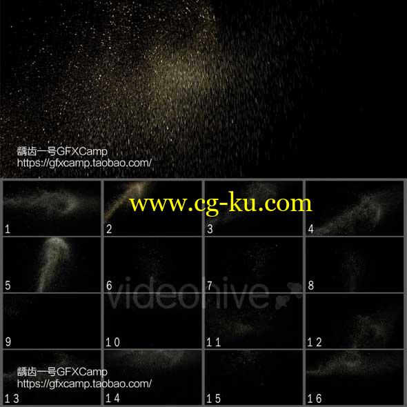 16个金粉粒子飘动洒落高清视频素材的图片1