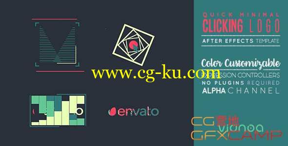 AE模板-创意点击MG图形动画Logo展示 Quick Minimal Clicking Logo的图片1