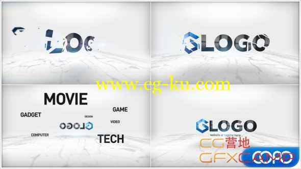 AE模板-三维旋转文字Logo破碎汇聚展示 Corporate Logo Intro的图片1