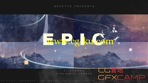 AE模板-大气三维视差图片幻灯片展示片头 Epic Slideshow Cinematic Opener的图片1