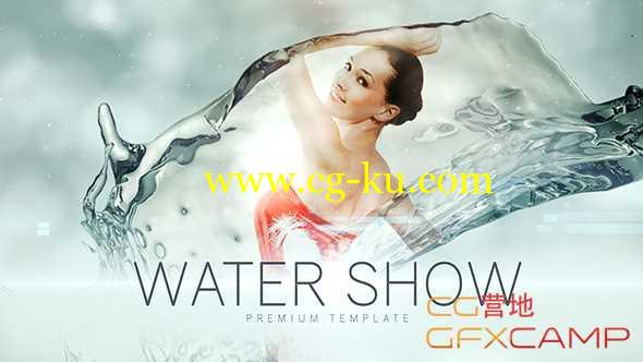 AE模板-泼水水流遮罩图片展示片头 Water Show的图片1