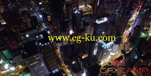 夜晚鸟瞰俯视繁华城市楼房高清视频素材 Aerial View Of City At Night的图片1