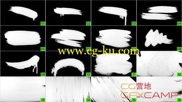 毛笔笔刷遮罩高清视频素材 Natural Paint Brush Pack的图片1