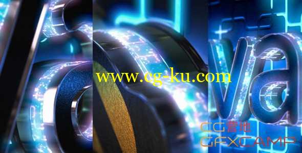 AE模板-时尚三维霓虹灯文字通道穿梭展示 Neon Logo Reveal with Cube Tunnel的图片1