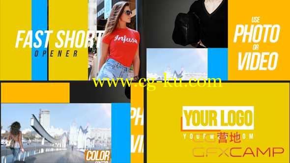 AE模板-时尚分屏切换图片包装片头 Fast Short Opener的图片1