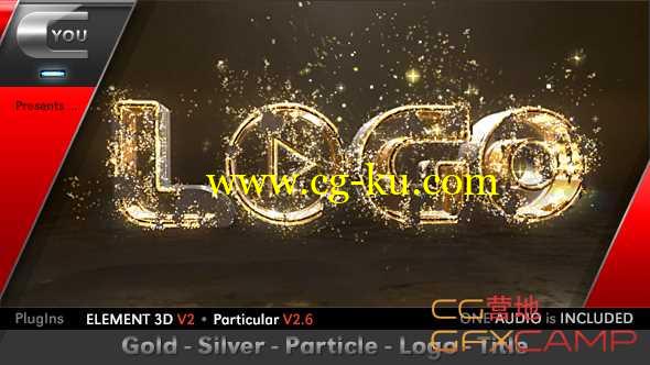 AE模板-金色粒子三维Logo展示 Gold Silver Particle Logo Title的图片1