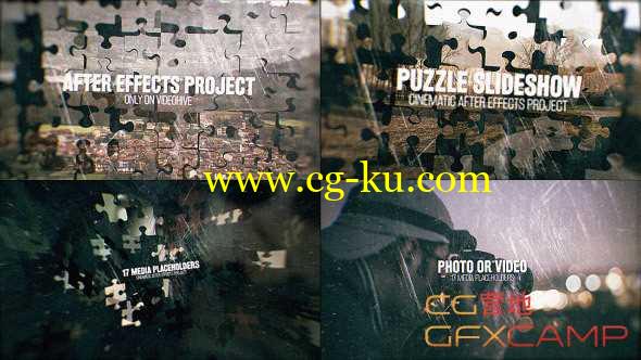 AE模板-图片分解消散拼图动画展示 Puzzle Slideshow的图片1