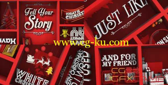 AE模板-圣诞节三维文字排版片头动画 Christmas Typo Story的图片1