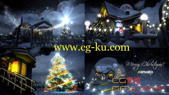 AE模板-卡通木屋圣诞节片头动画 Christmas的图片1