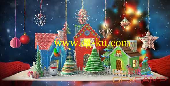 AE模板-圣诞贺卡房屋场景生长动画片头 Christmas Paper Card﻿的图片1