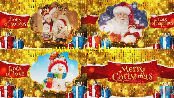 AE模板-金色喜庆圣诞节照片展示片头包装 Merry Christmas Gold的图片1