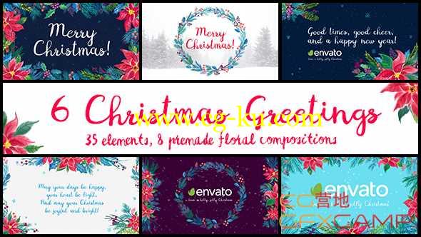 AE模板-新年花环圣诞节文字Logo展示 6 Christmas Greetings的图片1