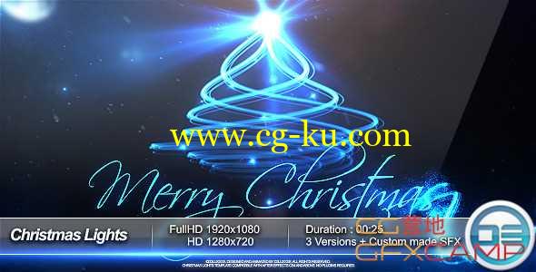 AE模板-路径光线环绕Logo展示 Christmas Lights的图片1
