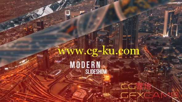 AE模板-时尚切割图片展示片头 Modern Slideshow的图片1