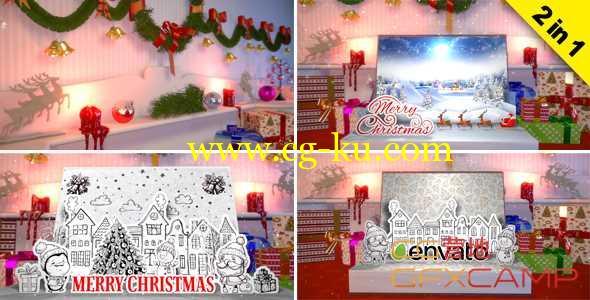 AE模板-翻书卡通圣诞节动画片头 Christmas Book Creator的图片1