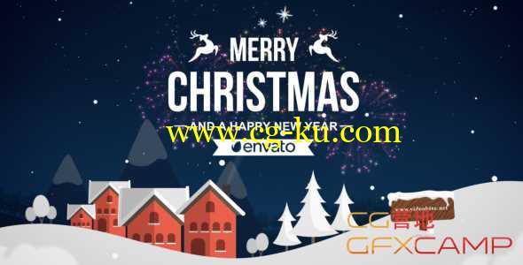 AE模板-圣诞节雪地场景文字标题片头动画 Christmas的图片1