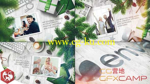 AE模板-圣诞节办公桌面图片展示动画 Christmas Slideshow的图片1