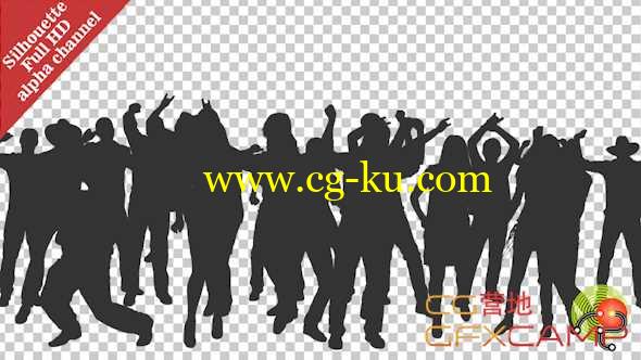 人群跳舞剪影视频素材 Crowd Of Dancing People In Silhouettes的图片1