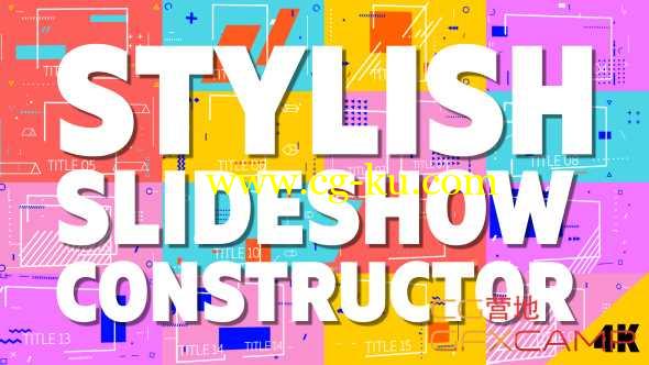AE模板-多彩图形元素动画图片展示片头 Stylish Slideshow Constructor的图片1