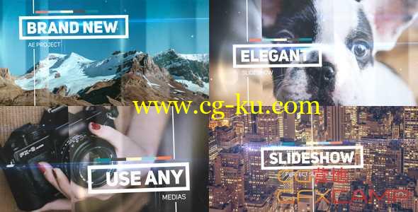 AE模板-图形遮罩折叠图片展示片头 The Slideshow的图片1