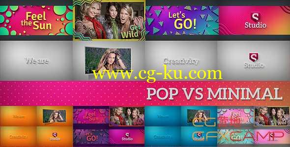 AE模板-时尚折叠图片视频片头开场 Pop Vs Minimal Fast Slideshow Pack的图片1