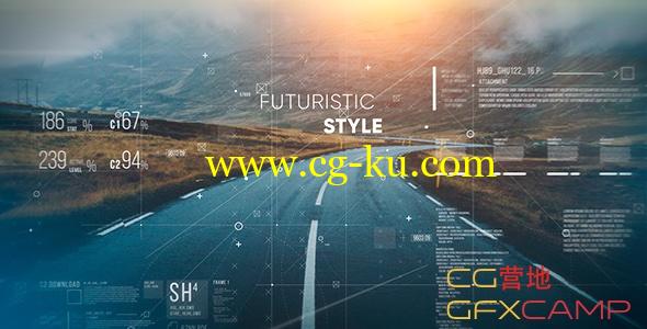 AE模板-科技感元素视差三维图片展示片头 Futuristic Parallax Slideshow的图片1