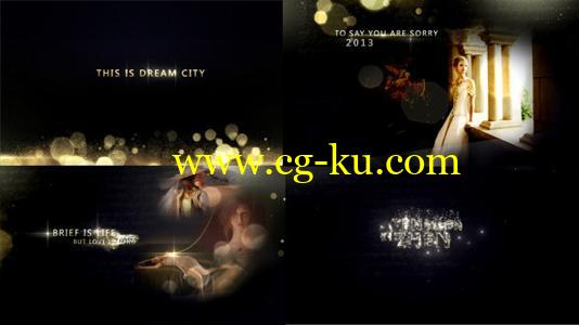 金色璀璨粒子 VideoHive Gold Particles Photo And Postcard Opener的图片1