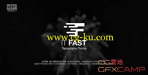 AE模板-文字标题快速切换排版冲击动感片头开场 It Fast - Typography Promo的图片1