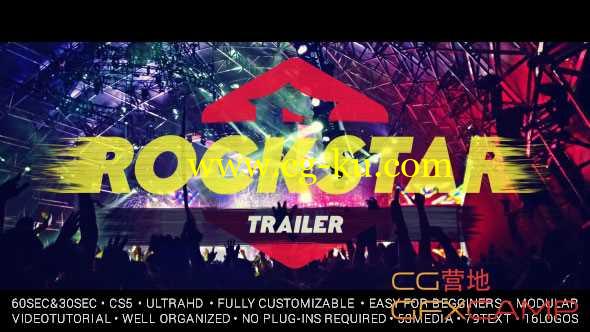 AE模板-动感体育快节奏文字图片视频片头宣传片 Rockstar Trailer的图片1